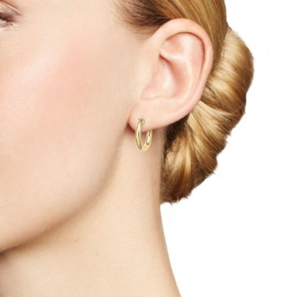 14k Solid Gold Small Plain HOOP Earrings